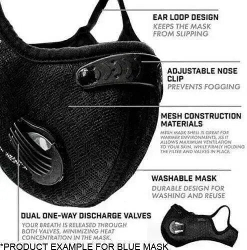 FuturePPE Mesh Sports Mask with 5-Layer Carbon Activated Filter-Sports Mask-FuturePPE-Black-Brookwood Medical